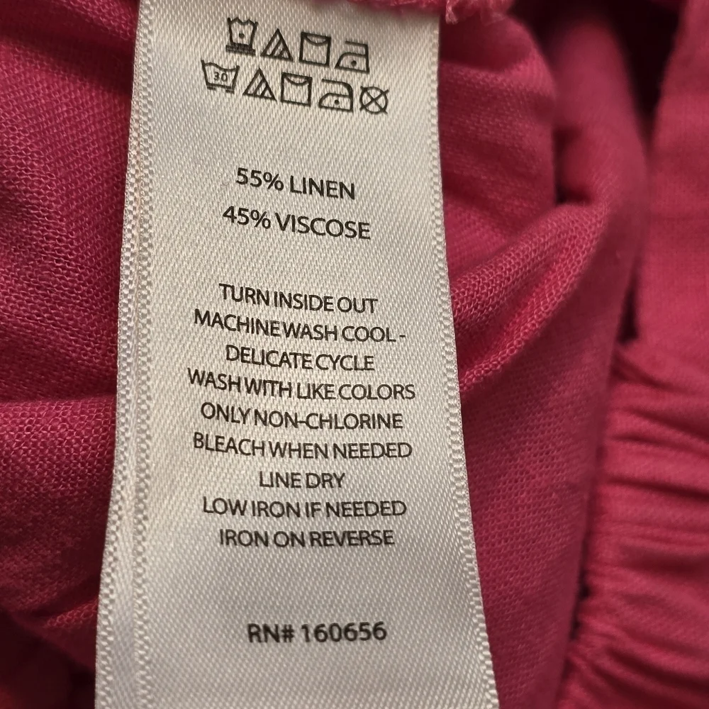 H/G Linen Blend Split Front Leg Pink Beach Pants Size Medium